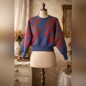 Vintage Patrick Geometric Knit Sweater | 70% Acrylic 30% Wool  Made in Hong Kong